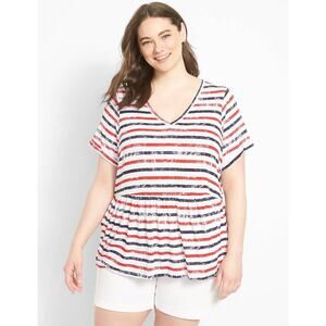 Lane Bryant Plus Size 18 20 Swing Short Sleeve V-Neck Babydoll Tee Top Red
